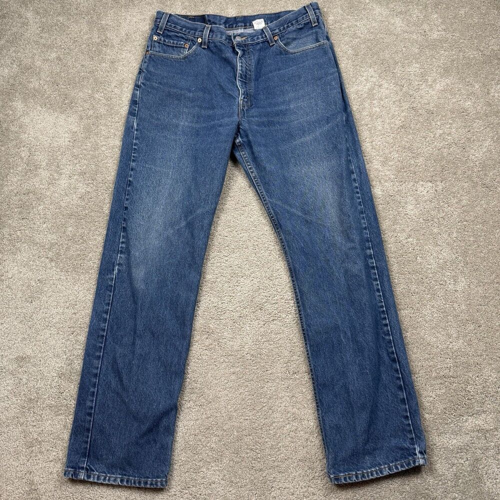 Vintage Levi's Men 505 Regular Fit Straight Leg Denim Jeans Size 36x32 Dark Blue